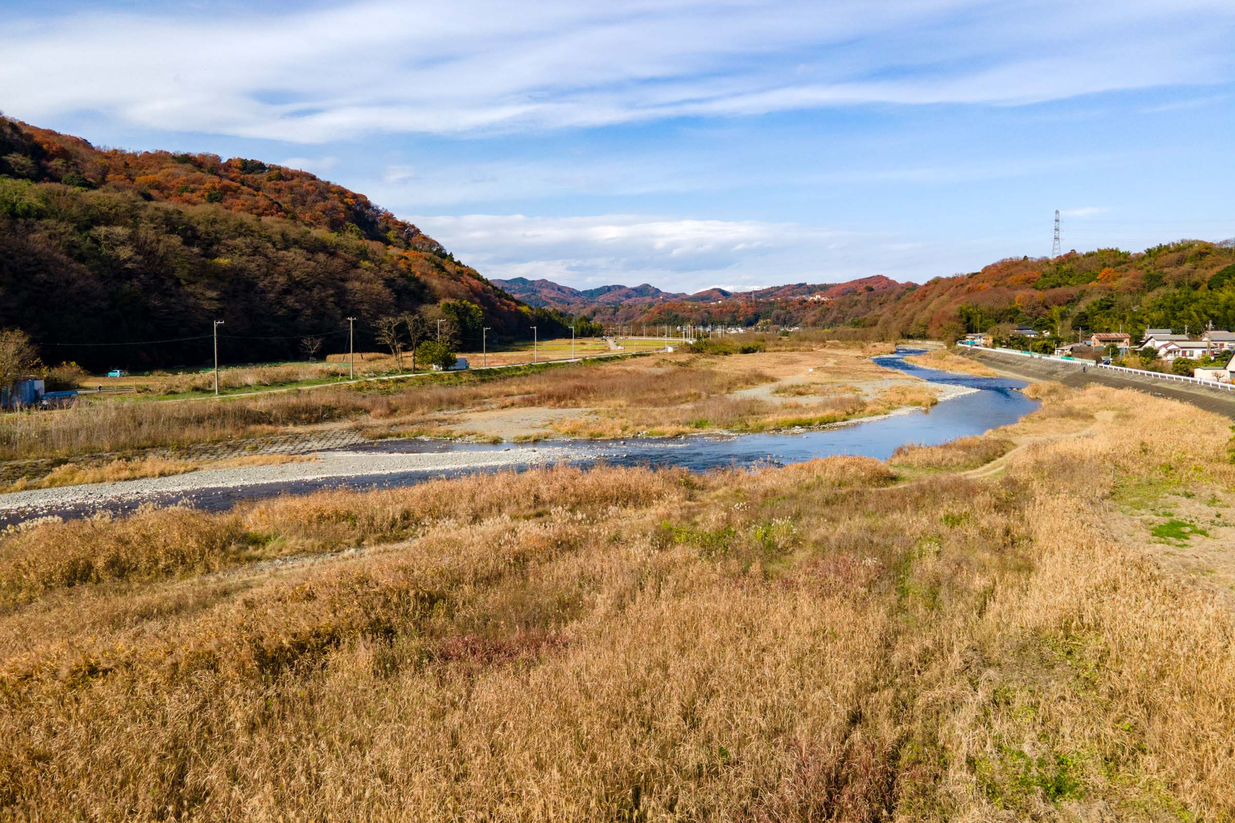 中津川が流れる里山の風景